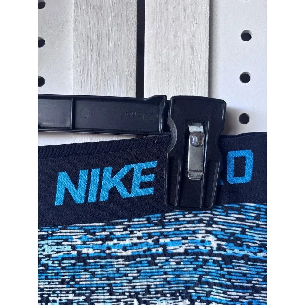 Nike‎ Pro Dri Fit Leggings Running Athletic Women's Lg Blue Black Stretch